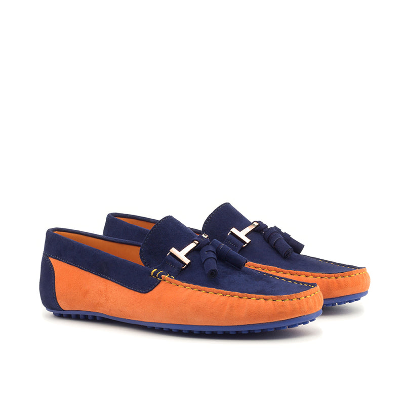 Orange and Navy Driving Moccasin